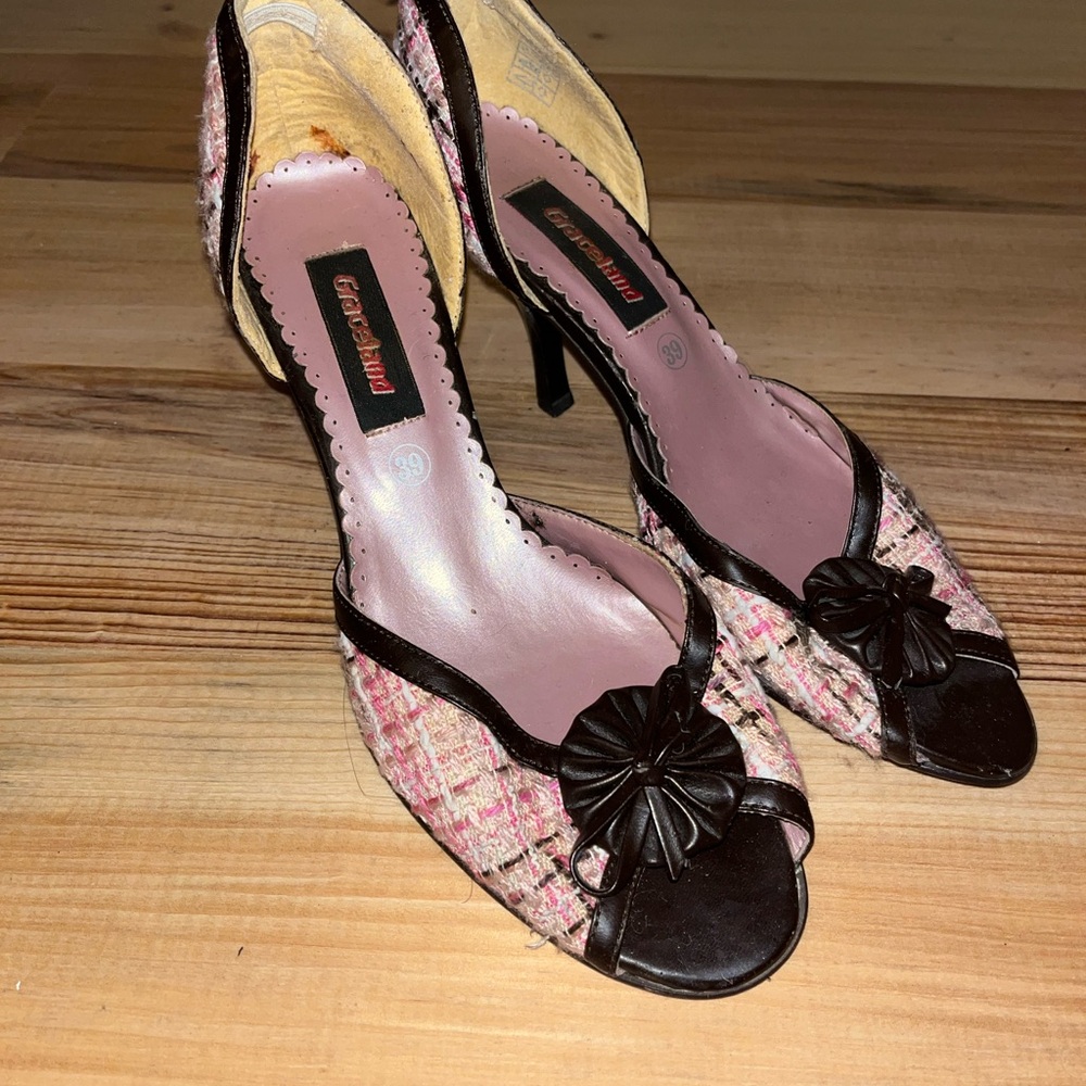 Grace Tweed Heels with Pink and Black Accents